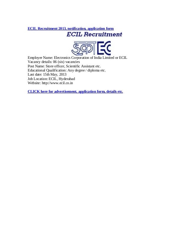 ecil recruitment 2013 notification application form ecil full form