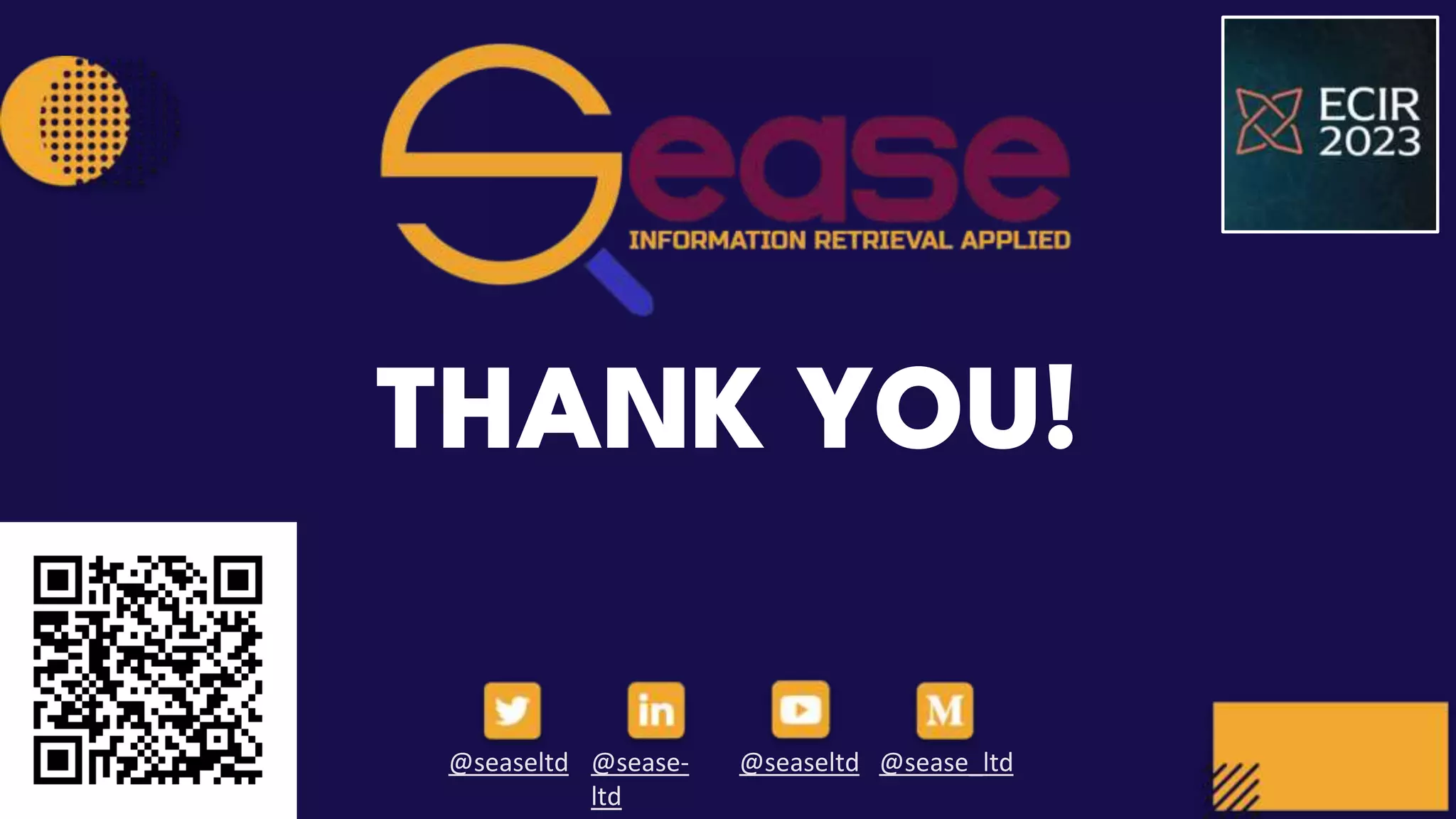 THANK YOU!
@seaseltd @sease-
ltd
@seaseltd @sease_ltd
 