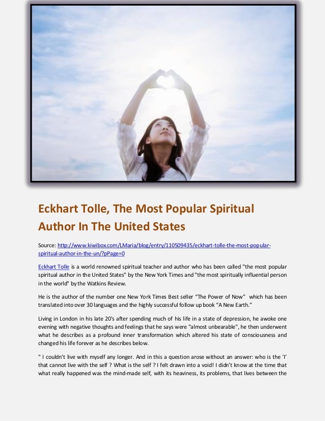 Eckhart Tolle, The Most Popular Spiritual Author In The United States