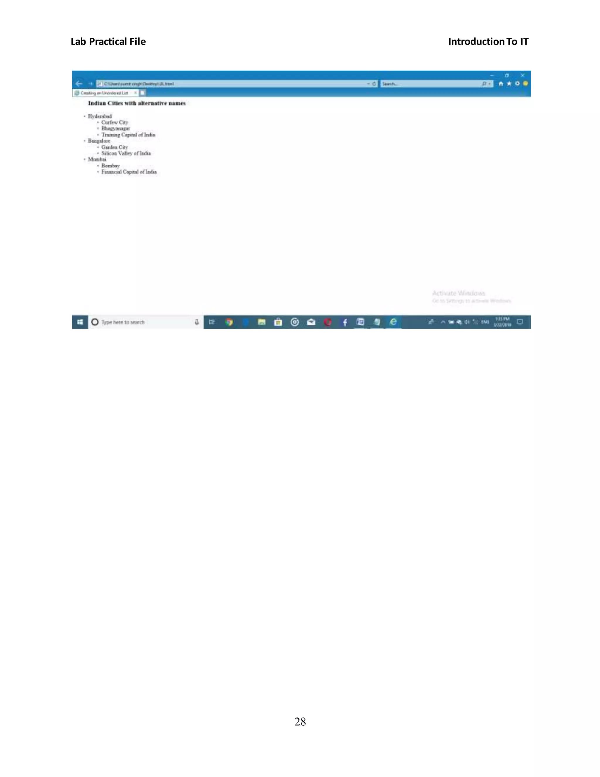 Lab Practical File IntroductionTo IT
28
 