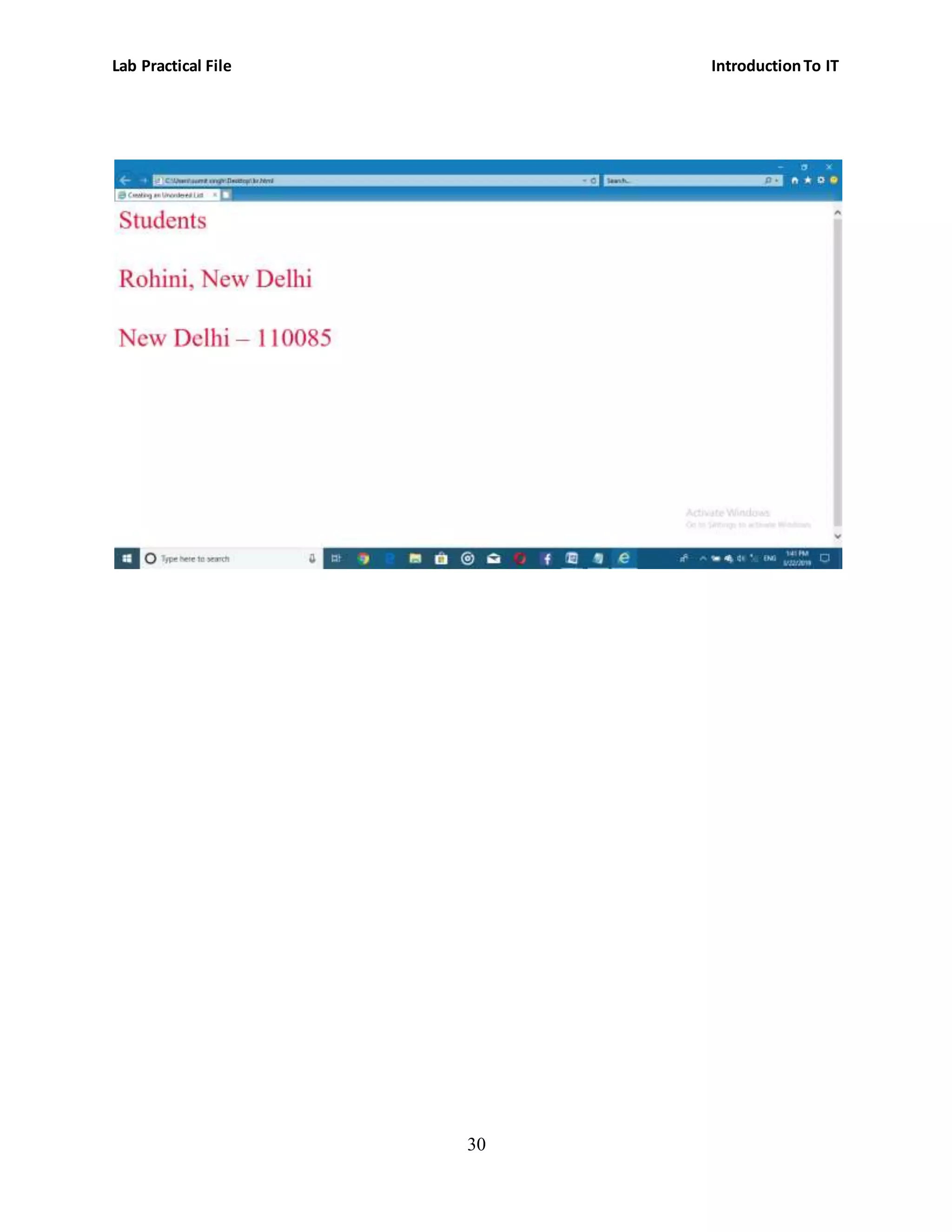 Lab Practical File IntroductionTo IT
30
 