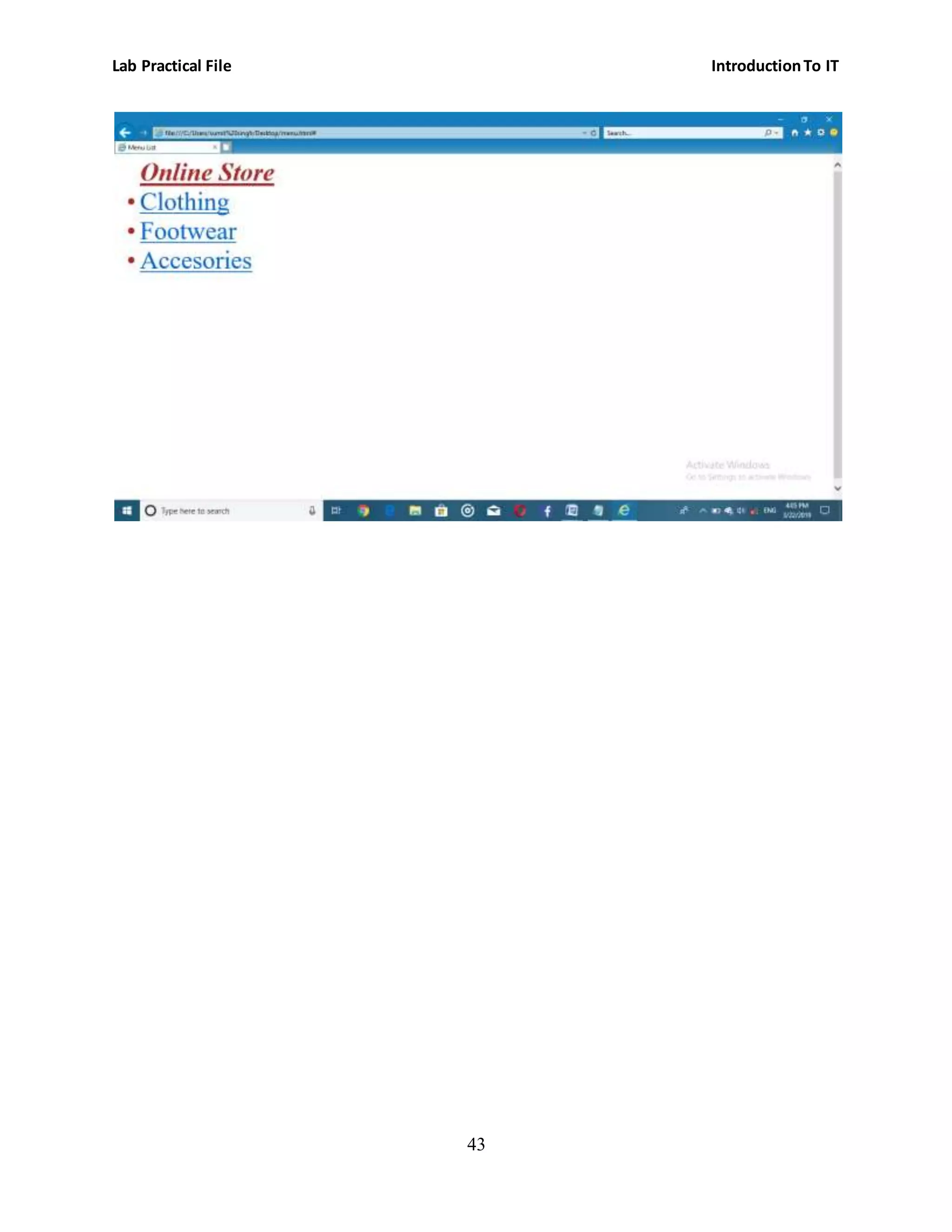 Lab Practical File IntroductionTo IT
43
 