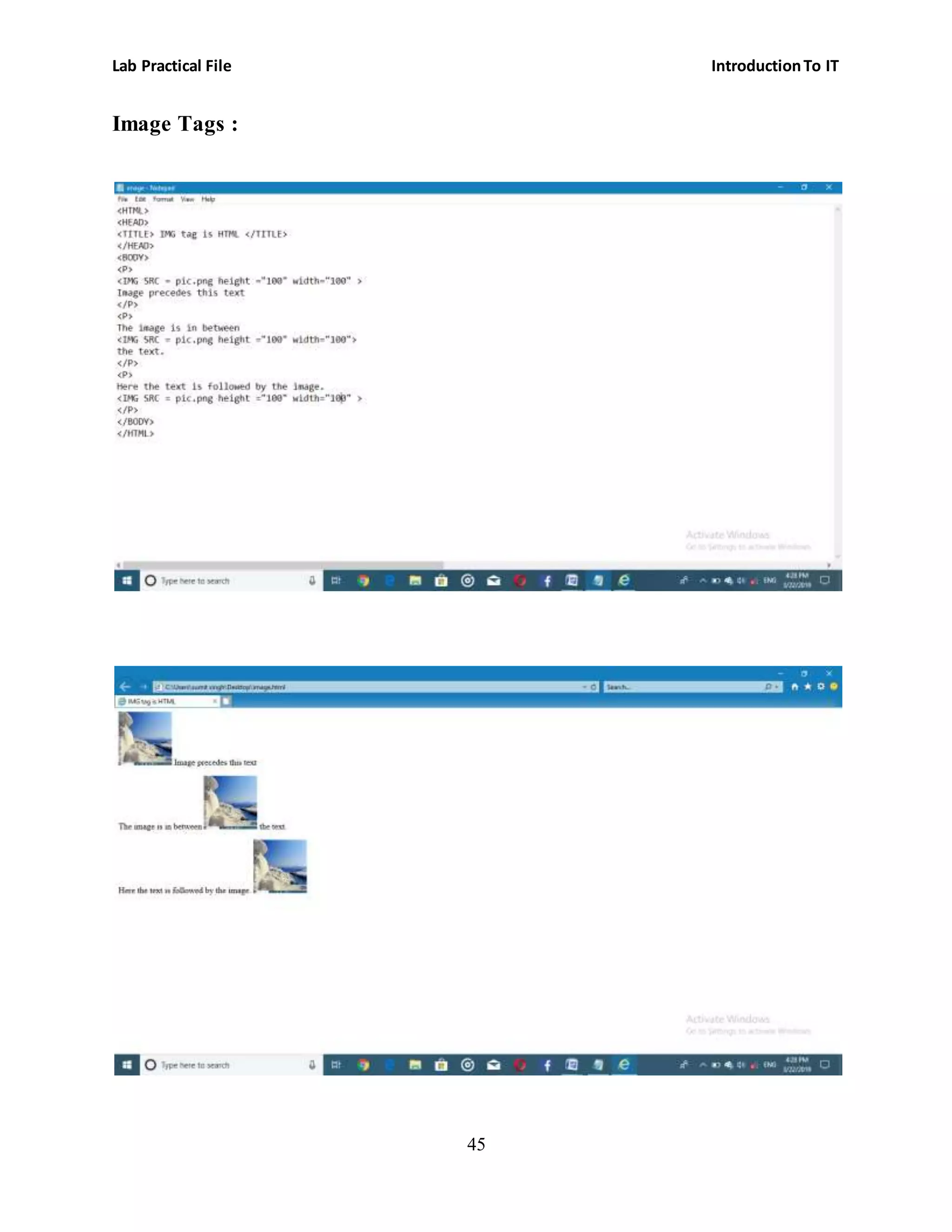 Lab Practical File IntroductionTo IT
45
Image Tags :
 