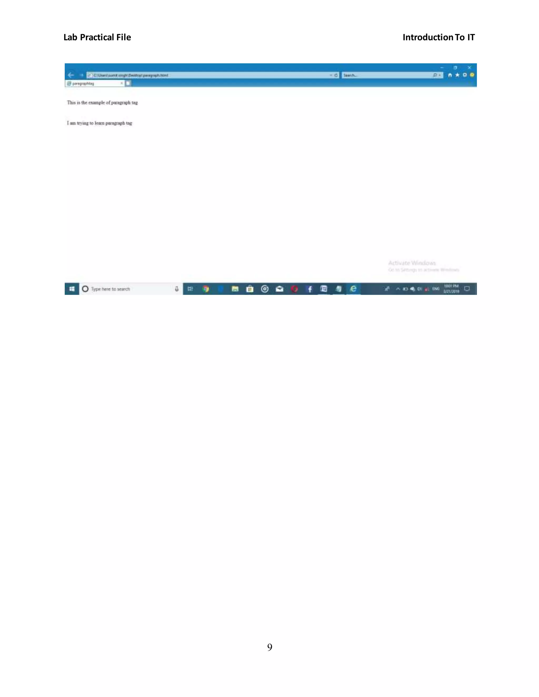 Lab Practical File IntroductionTo IT
9
 