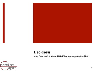 L’éclaireur
met l’innovation entre PME/ETI et start-ups en lumière
1
 