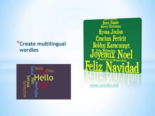 *Create multilingual
wordles

www.wordle.net

 