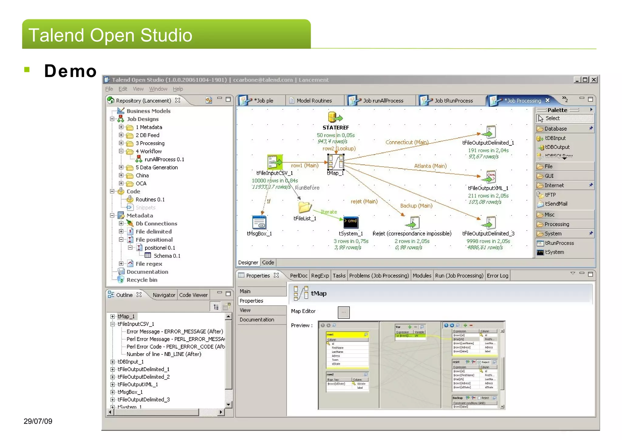 Talend Open Studio Demo 26/05/09   Confidential document   p 