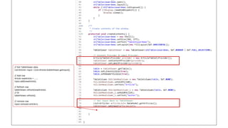 // Get TableViewer data.
List<Article> input = (List<Article>)tableViewer.getInput();
// Add row
Article newArticle = .... ;
input.add(newArticle);
// Refresh row
tableViewer.refresh(newArticle);
// Or
tableViewer.refresh();
// remove row
input.remove(<article>);
 