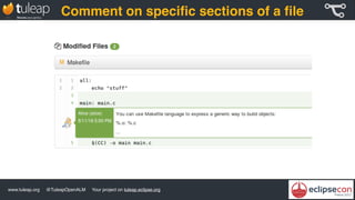 www.tuleap.org @TuleapOpenALM Your project on tuleap.eclipse.org
Comment on speciﬁc sections of a ﬁle
 