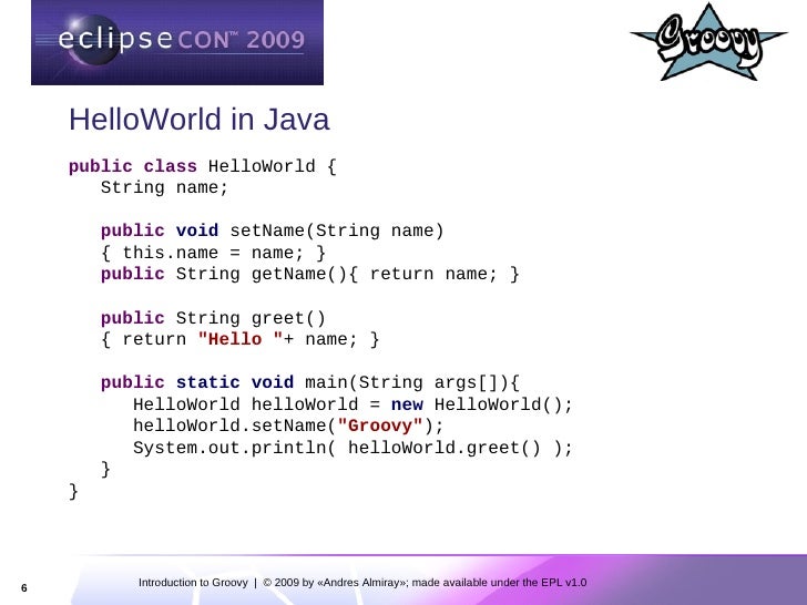 HelloWorld in Java public class