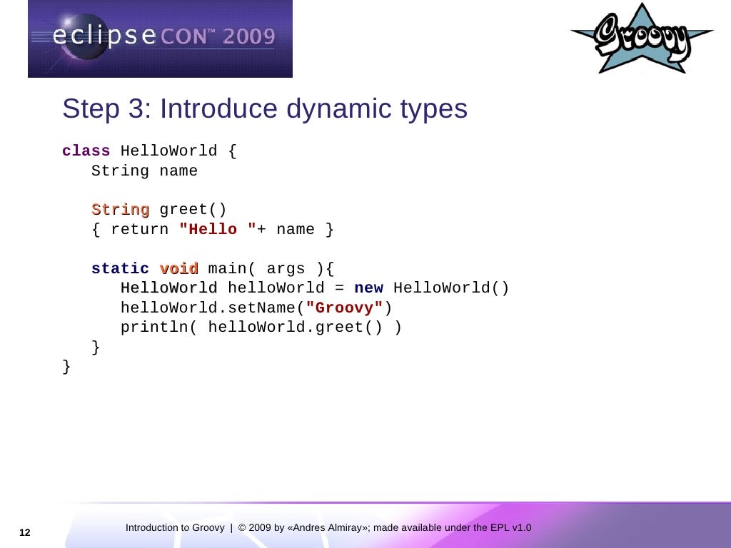 Step 3 Introduce dynamic types