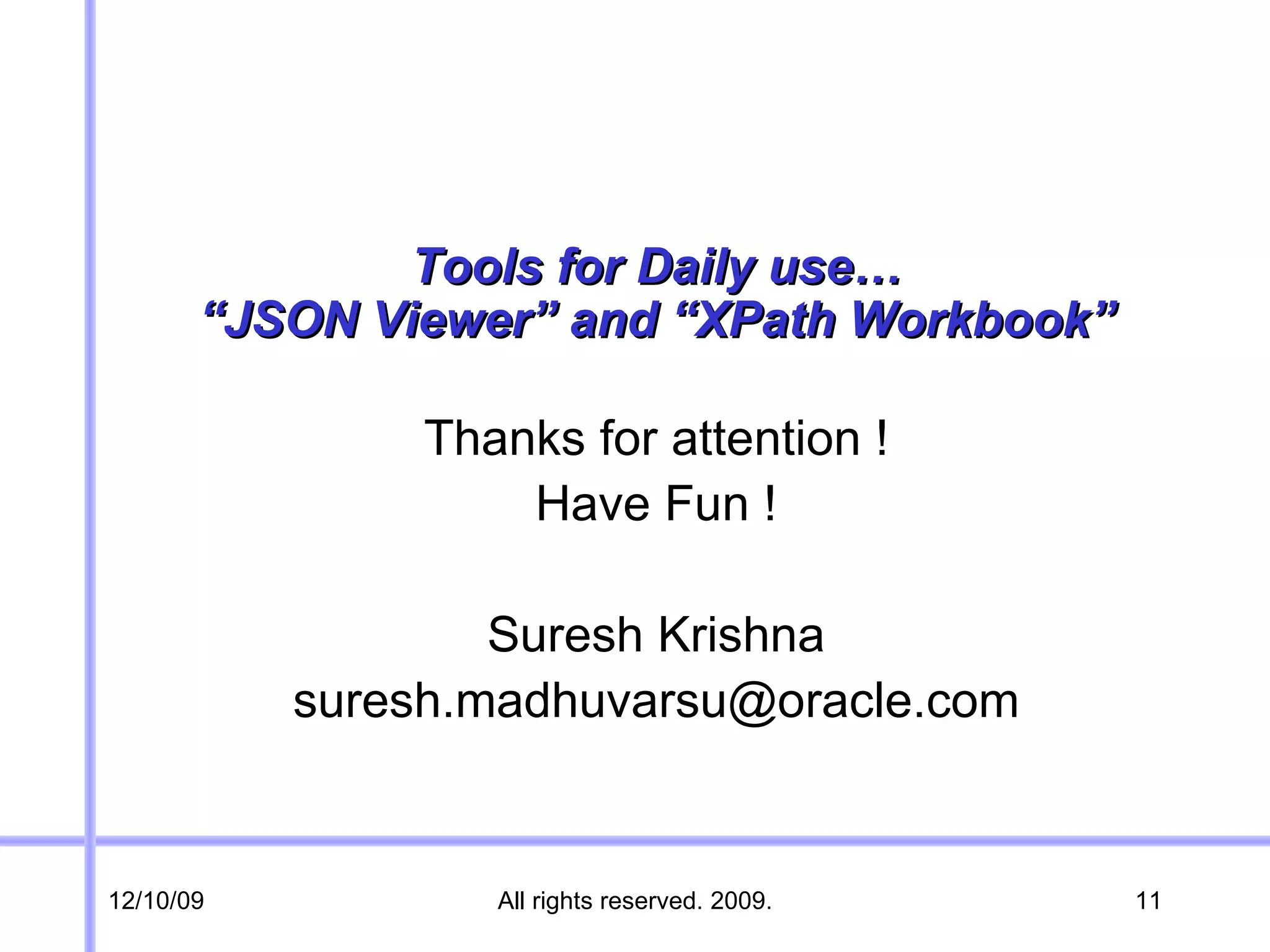 JSON Viewer XPATH Workbook