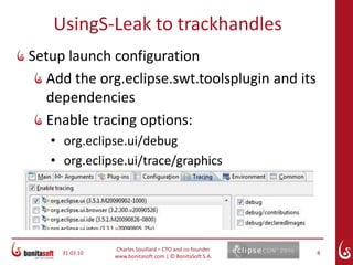 If there are no more handles available, SWT will throw “no more handles”Memory taken for handles increases dramatically on all OSEasy to reproduce on Windows (limited pool)