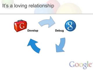 It’s a loving relationship



            Develop          Debug
 