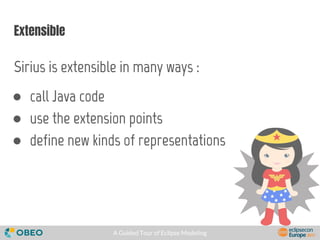A Guided Tour of Eclipse Modeling
Extensible
Sirius is extensible in many ways :
● call Java code
● use the extension points
● define new kinds of representations
 