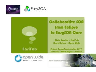 Collaborative SOA
             from Eclipse
           to EasySOA Core
             Alain Boulze – EasiFab
            Marc Dutoo – Open Wide

EasiFab   Eclipse DemoCamps Indigo 2011
          Grenoble - XRCE Meylan - France
 