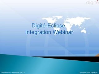 Digité-Eclipse  Integration Webinar Copyright 2011, Digité Inc. Confidential | September 2011 | 