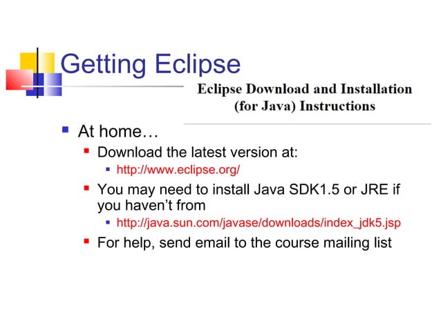 Eclipse introduction IDE PRESENTATION | PPT