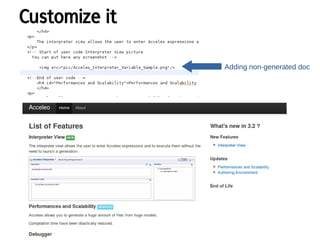 Customize it
Adding non-generated doc
 