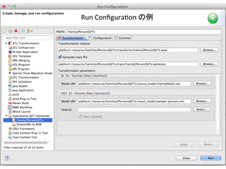 Run	
  ConﬁguraHon	
  の例	
QVT	
  OperaHons	
 