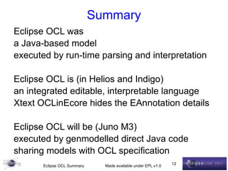 Eclipse OCL Summary