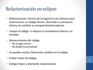 Eclipse refactoring | PDF