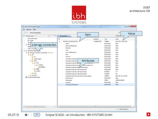 05.07.13 Eclipse SCADA - an introduction · IBH SYSTEMS GmbH
31/87
a da:ngp connection
Item Value
Attributes
architecture: DA
 