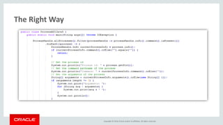 Copyright © 2016, Oracle and/or its affiliates. All rights reserved.
The Right Way
 