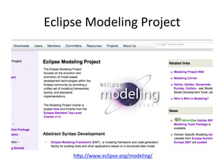 Eclipse	
  Modeling	
  Project	

hIp://www.eclipse.org/modeling/	
  	

 