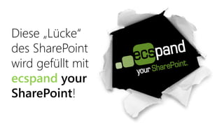 Diese „Lücke“
des SharePoint
wird gefüllt mit
ecspand your
SharePoint!
 