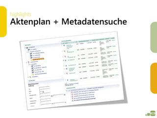 highlights
Aktenplan + Metadatensuche
 