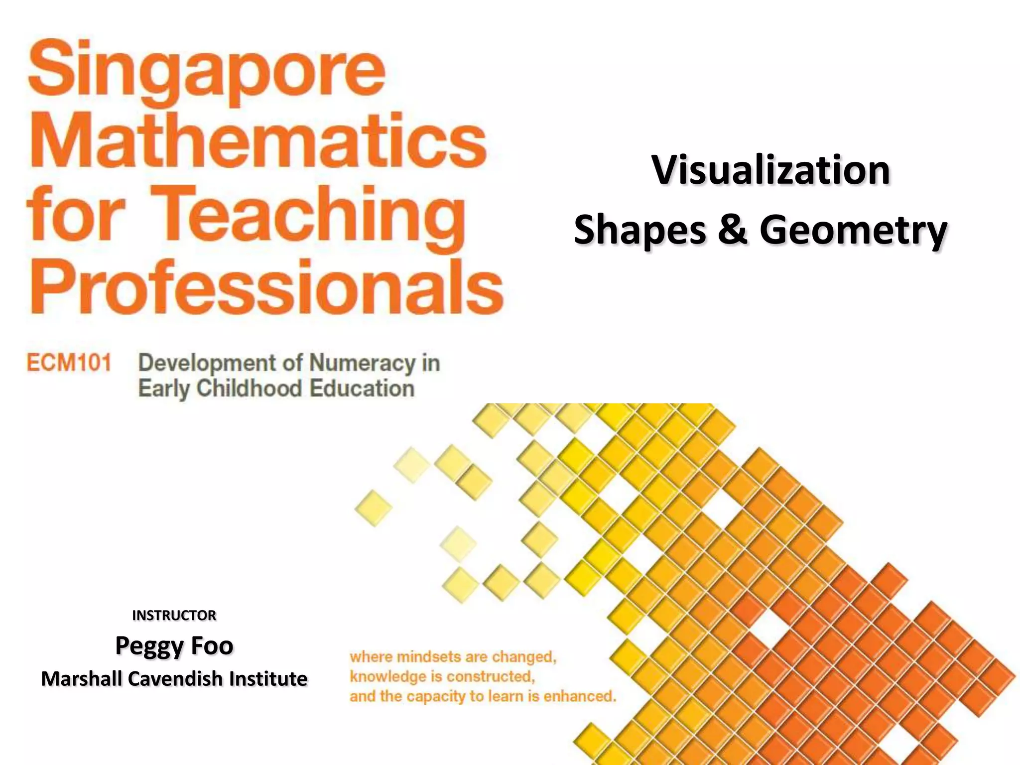 Visualization
                               Shapes & Geometry




         INSTRUCTOR

       Peggy Foo
Marshall Cavendish Institute
 