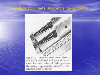 Stainless steel parts (illustrates repeatability)
 