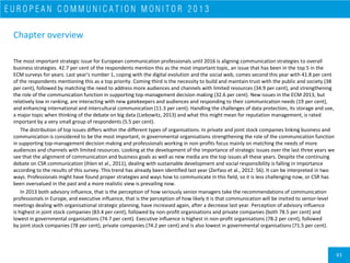 84
Most important issues for communication management in Europe until 2016
www.communicationmonitor.eu / Zerfass et al. 20...
