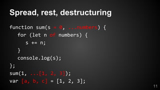 Spread, rest, destructuring
11
 