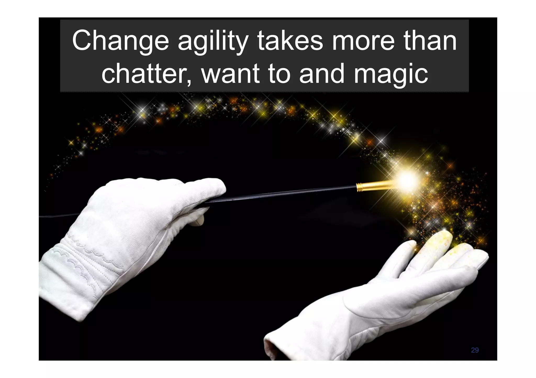 Change agility takes more than
chatter, want to and magic
29
 