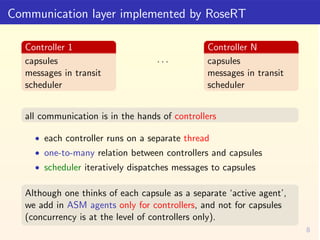 Communication layer implemented by RoseRT

   Controller 1                                 Controller N
   capsules       ...