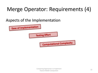Merge Operator: Requirements (4)
Aspects of the Implementation




                Comparing Approaches to Implement
     ...