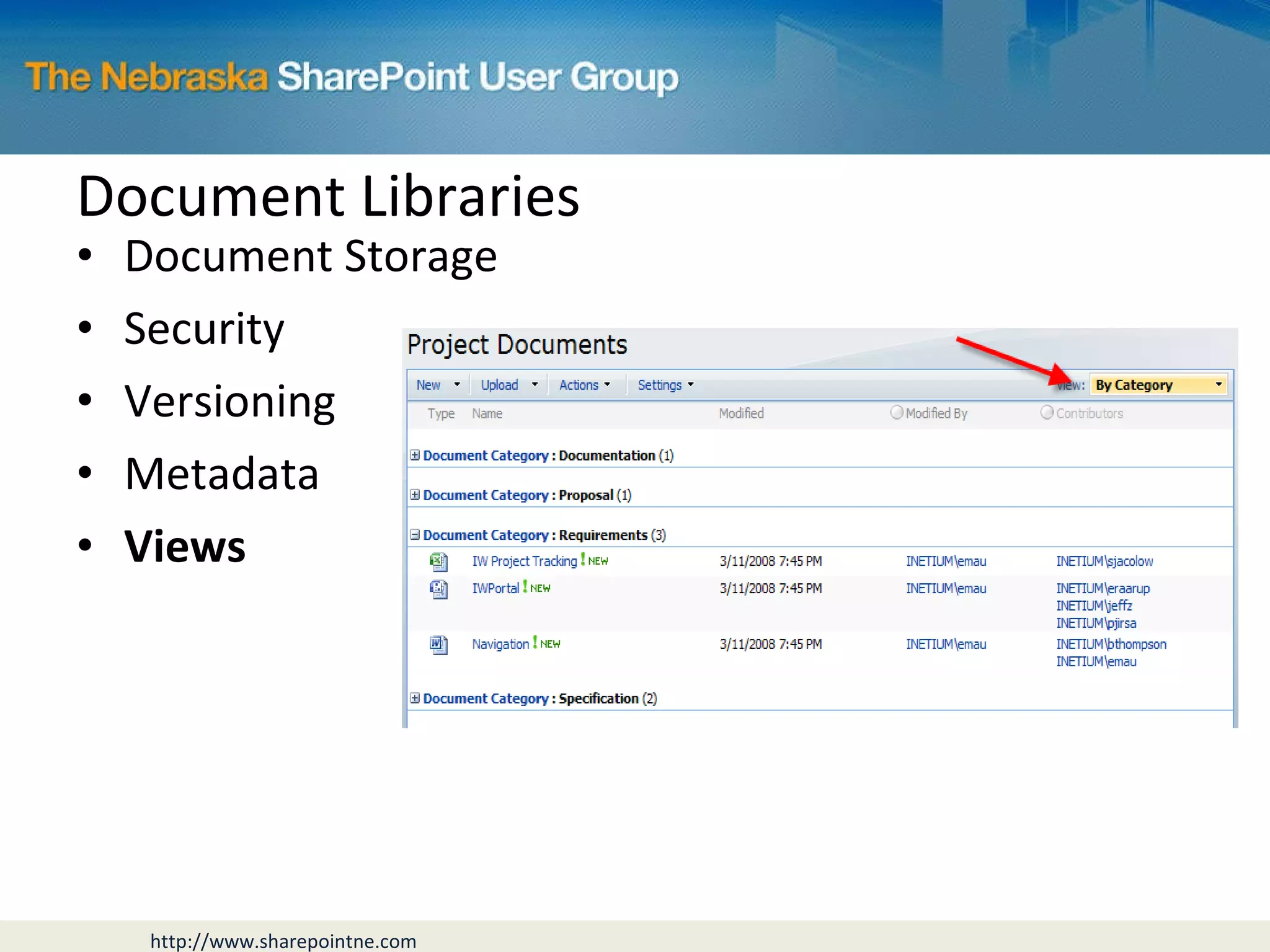 Document Storage Security Versioning Metadata Views Document Libraries 