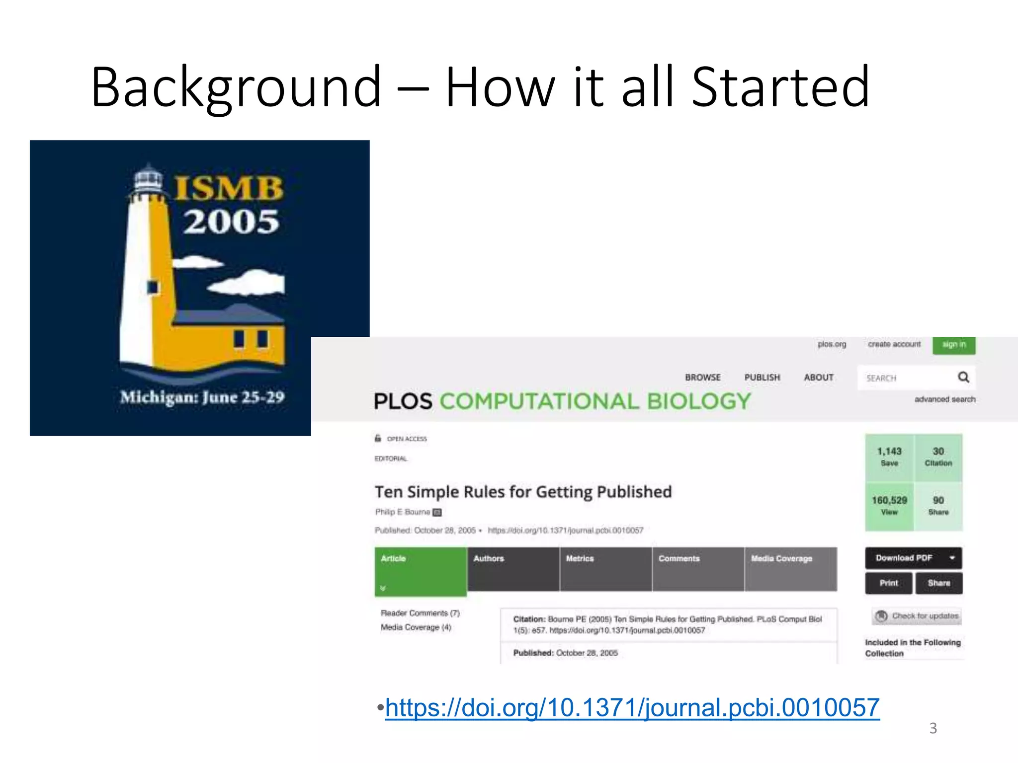Background – How it all Started
3
•https://doi.org/10.1371/journal.pcbi.0010057
 