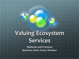 Valuing Ecosystem Services Methods and Practices Bolotina, Shah, Puma, Winokur 