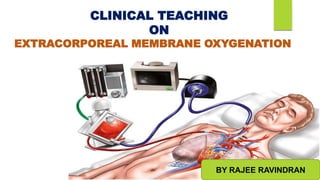 CLINICAL TEACHING
ON
EXTRACORPOREAL MEMBRANE OXYGENATION
BY RAJEE RAVINDRAN
 