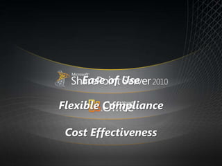 Ease of UseFlexible ComplianceCost Effectiveness