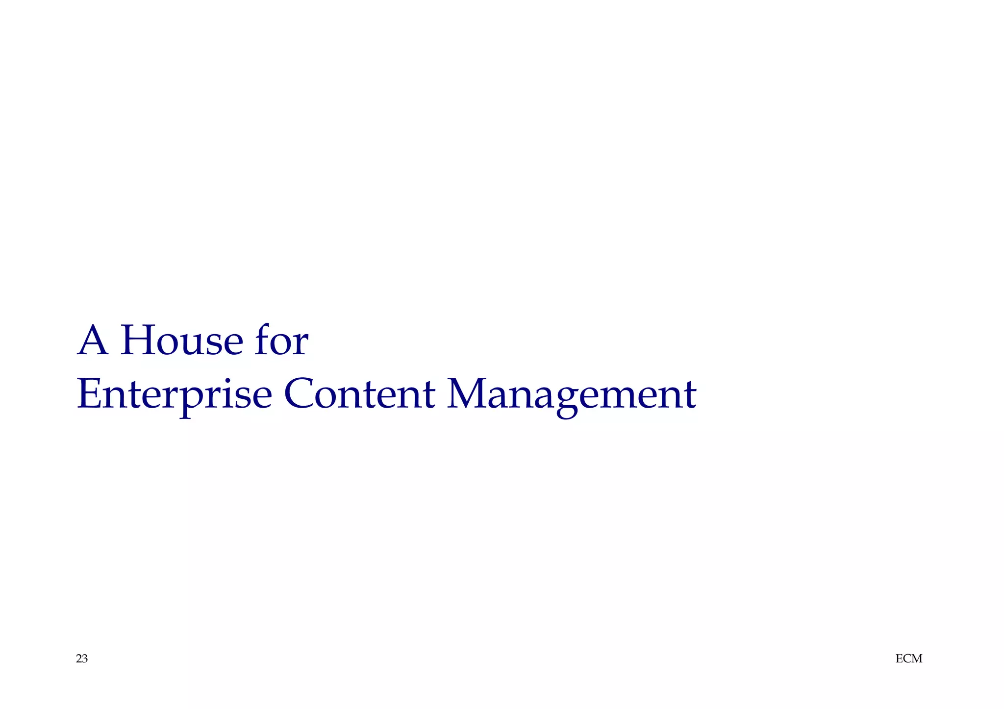 A House for
Enterprise Content Management




23                              ECM
 