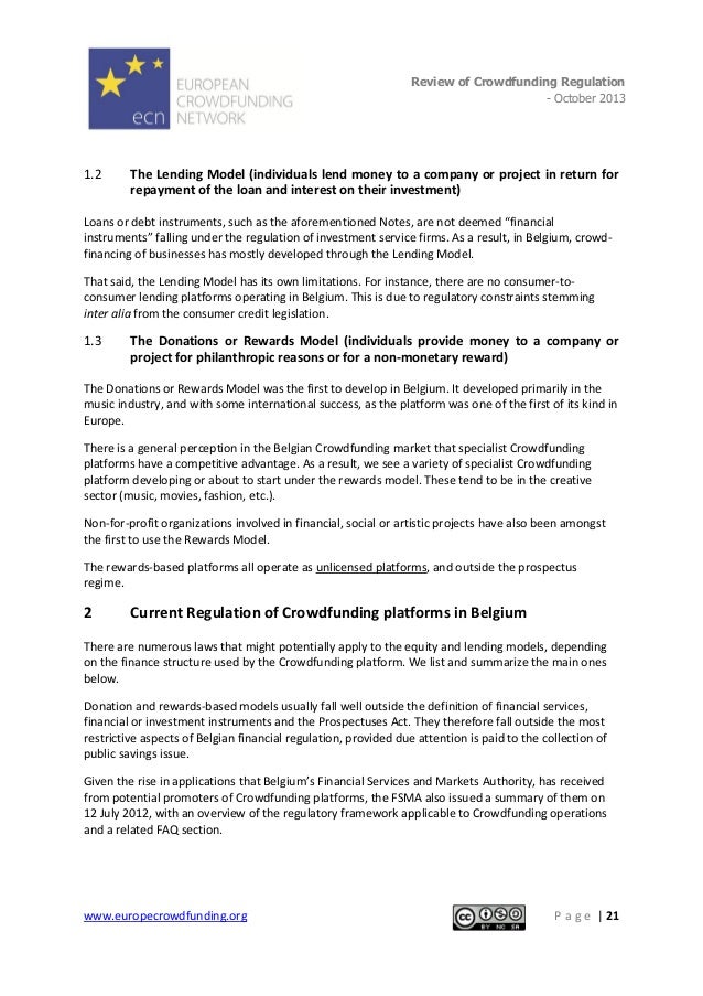Ecn Review Of Crowdfunding Regulation 2013