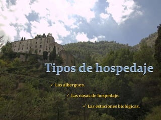  Los albergues.
 Las casas de hospedaje.
 Las estaciones biológicas.
 