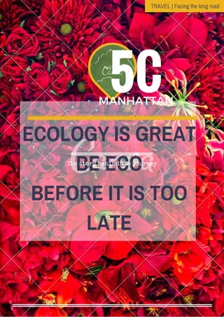 ECOLOGY IS GREAT
BE ECO
BEFORE IT IS TOO
LATE
The story behind the journey
TRAVEL | Facing the long road
5CMANHATTAN
 