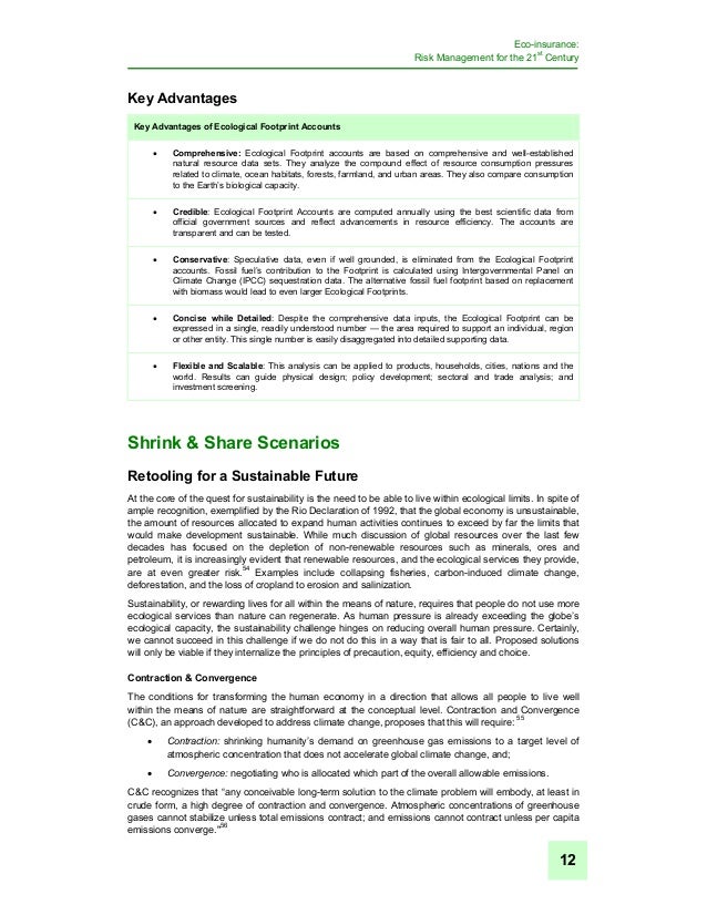 Eco insurance risk management for the 21st century