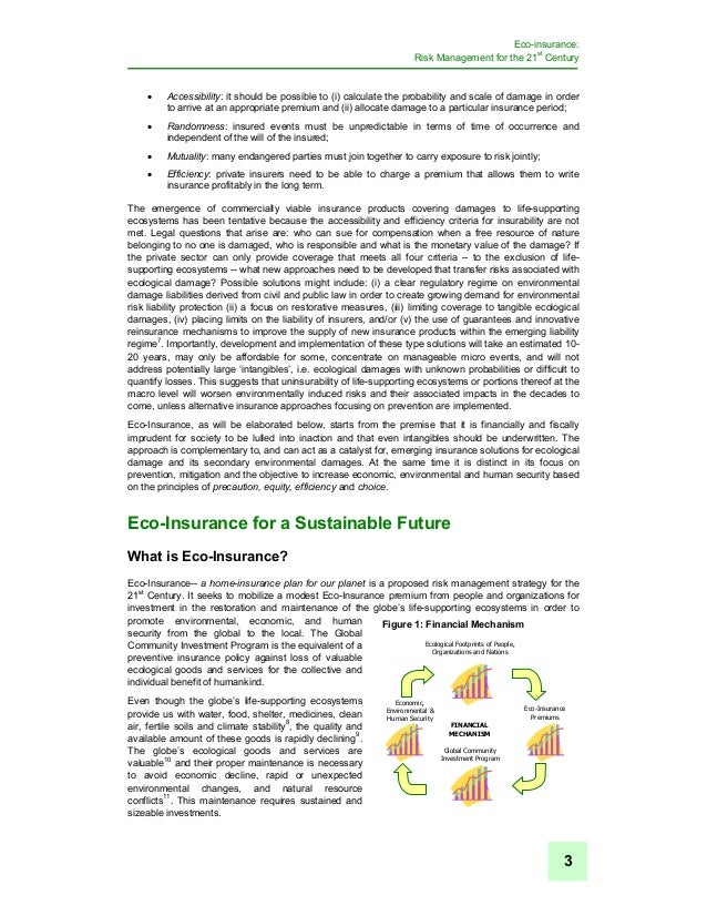 Eco insurance risk management for the 21st century