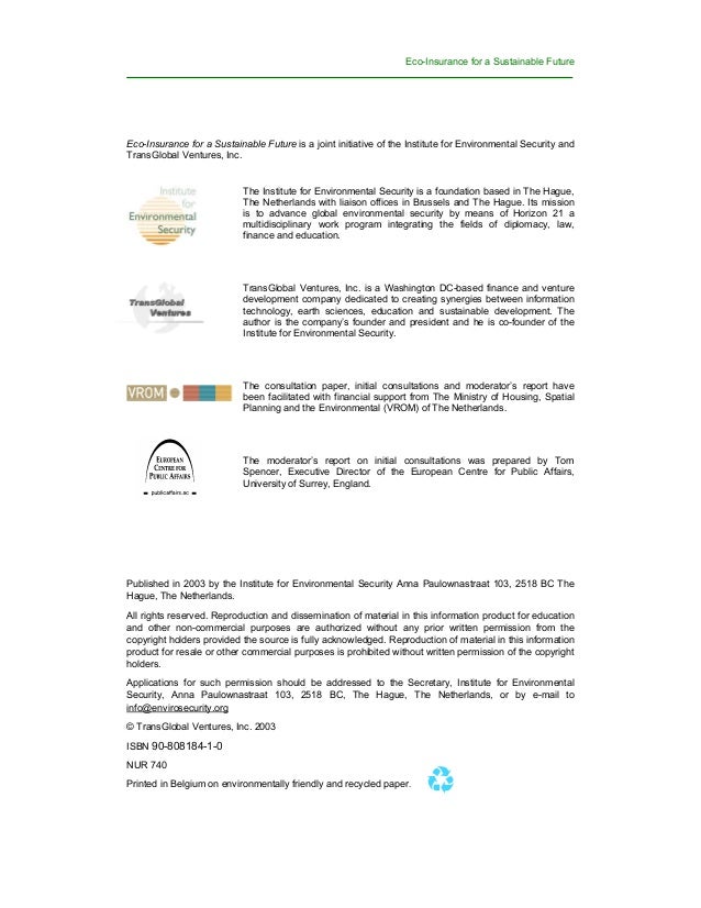 Eco insurance consultation paper